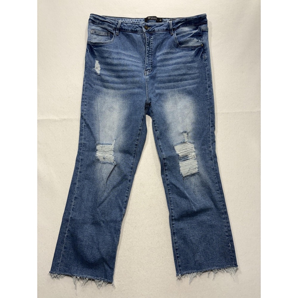 Lucky & Blessed Jeans Womens 20 Blue High Rise Boyfriend Crop Distressed 38x26